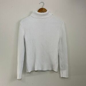 Vintage GAP Women's LG Minimal Ribbed Cotton Long Sleeve Turtleneck